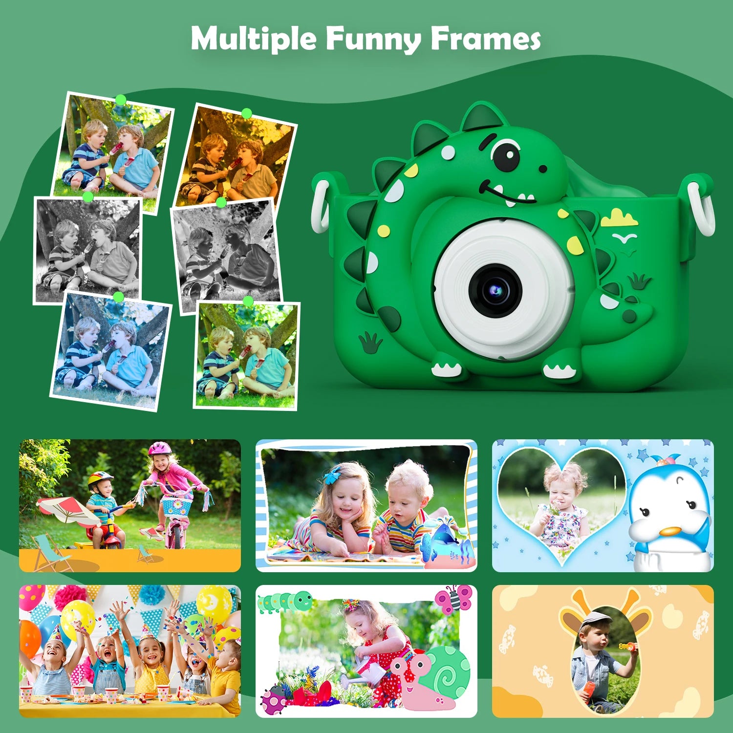 📸 Kids Digital Camera with 32GB Card – 1080p HD Cartoon Dinosaur Camera 🎀