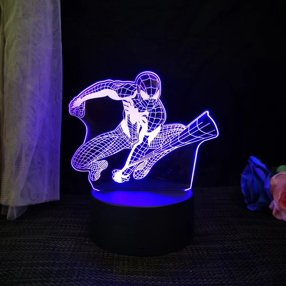Spiderman 🕸️ 3D Phantom Effect💡 USB-Powered LED Light 🎨 Multiple Color Modes