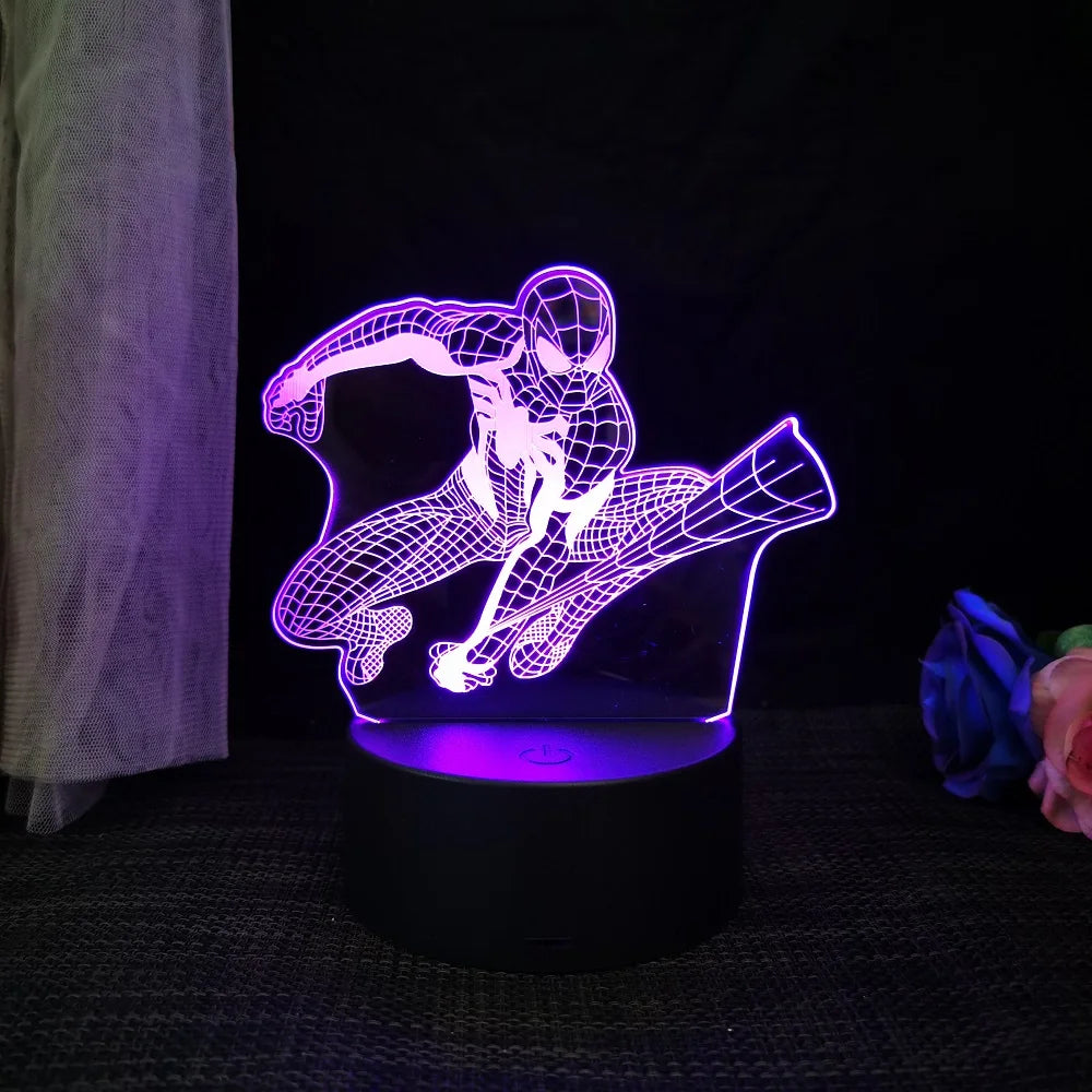 Spiderman 🕸️ 3D Phantom Effect💡 USB-Powered LED Light 🎨 Multiple Color Modes