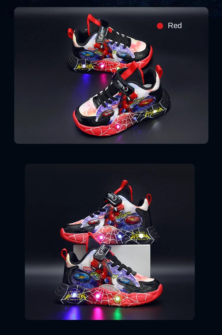 🕷️ Disney Spider-Man LED Sneakers – Light-Up Fun for Little Superheroes! ⚡