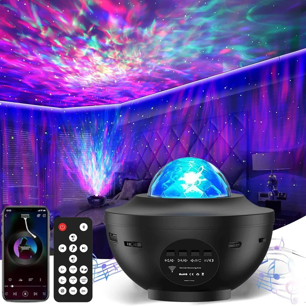 🌌 LED Starry Galaxy Projector Night Light – Bluetooth Music Player 🎶✨