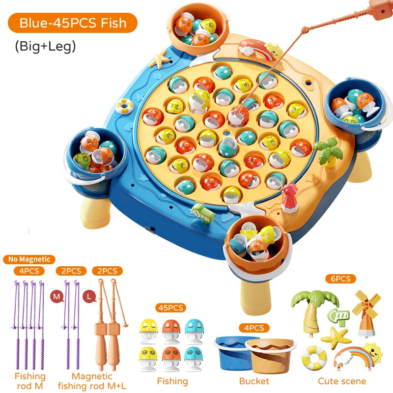 👨‍👩‍👧‍👦 Kids Magnetic Fishing Play for Children Electric Fishing Toy 🎵