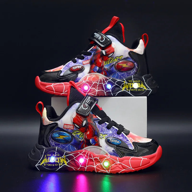 🕷️ Disney Spider-Man LED Sneakers – Light-Up Fun for Little Superheroes! ⚡