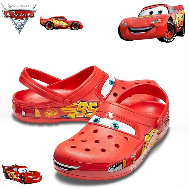 Disney Lightning Mcqueen Pixar  Outdoor Beach Slippers Cute Cartoon Anime Pool Anti Slip No95 Car Slippers Shoes Toys