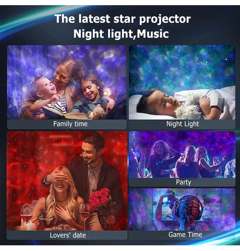 🌌 LED Starry Galaxy Projector Night Light – Bluetooth Music Player 🎶✨