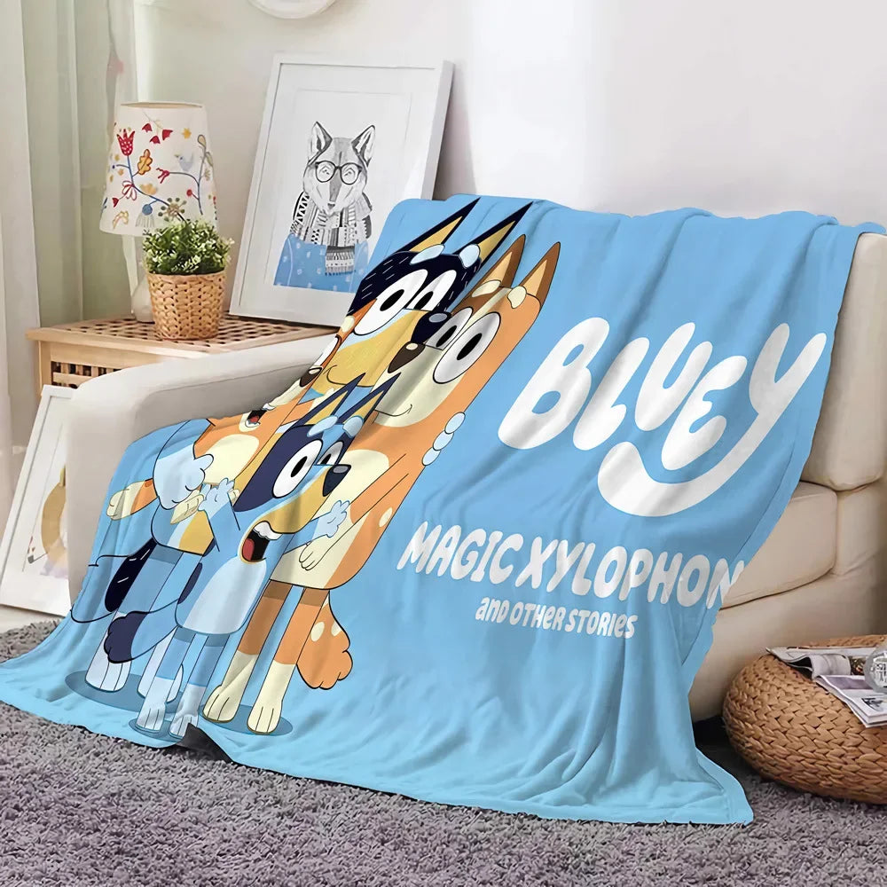 🛏️ Bluey Cartoon Flannel Blanket – Cozy Up with Bluey & Family! 🐶💙