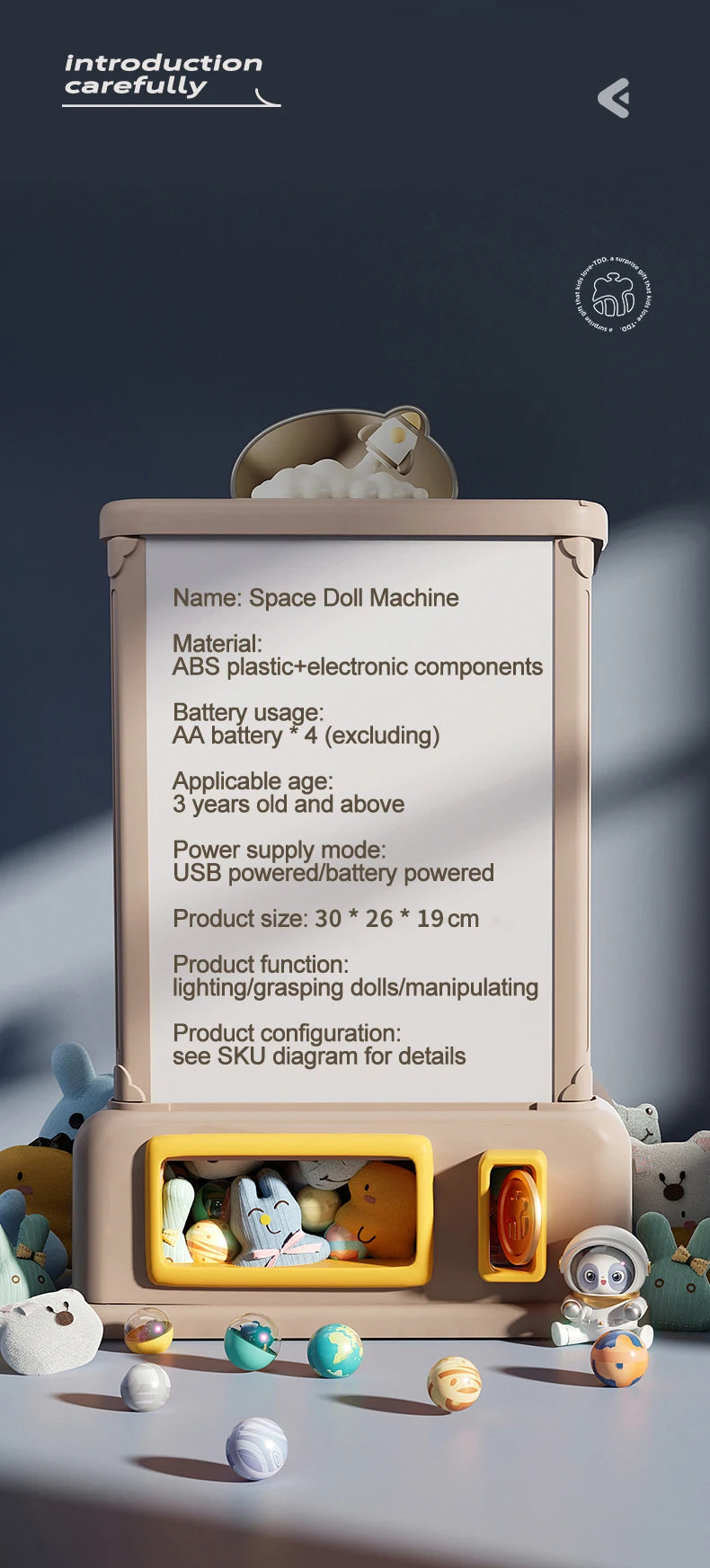 🏆 Doll Catching Machine – Space-Themed Claw Machine for Kids! 🚀