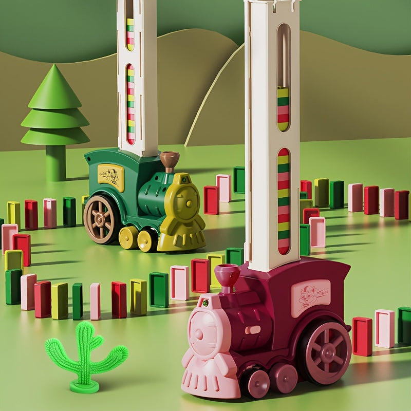 🚂 Interactive Domino Train Track layer Toy Set for Youngsters - Automatic Play, Sound & Light Effects,