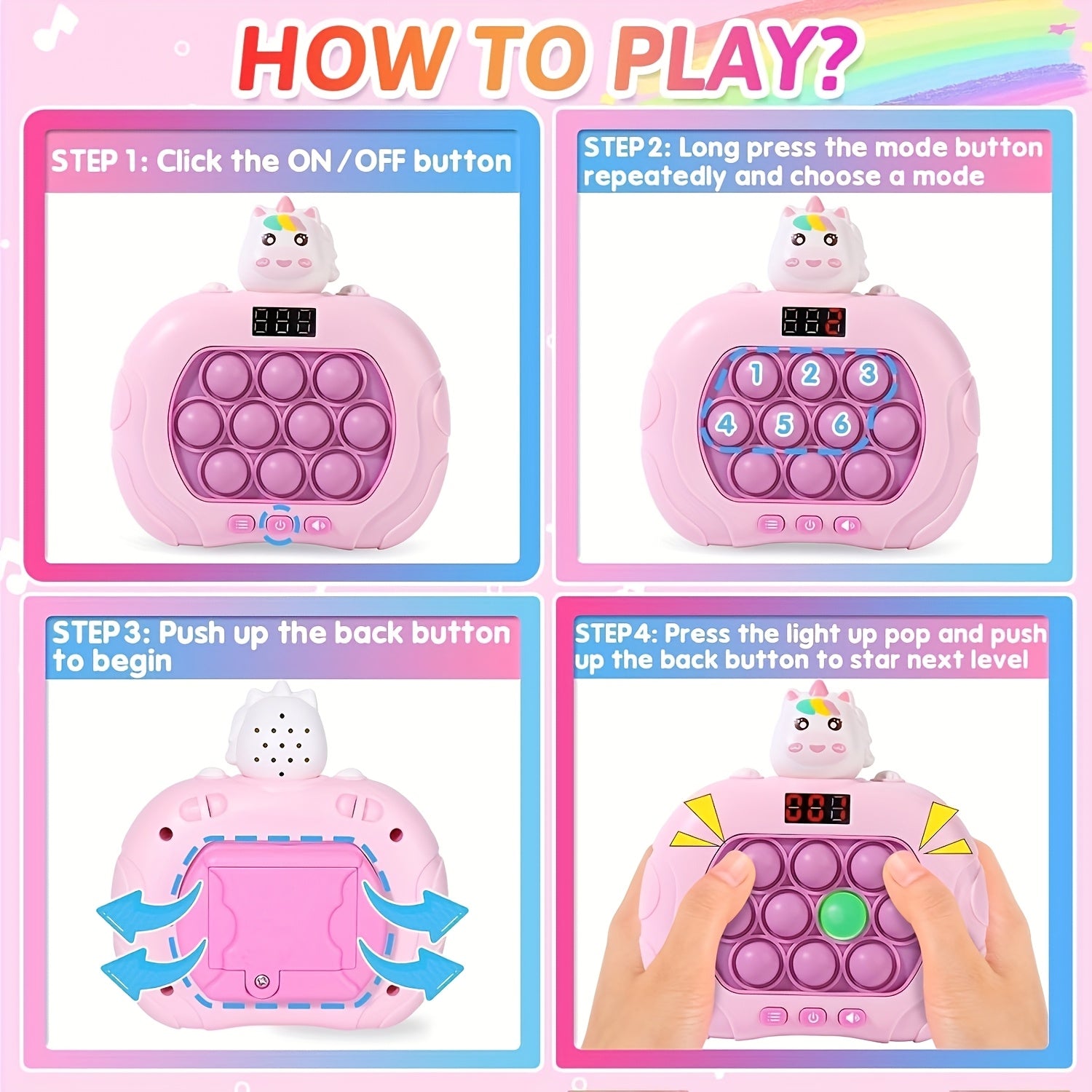 Quick Push Bubble Pop Game with Screen - Fidget Toy for Family Fun & Gifts,