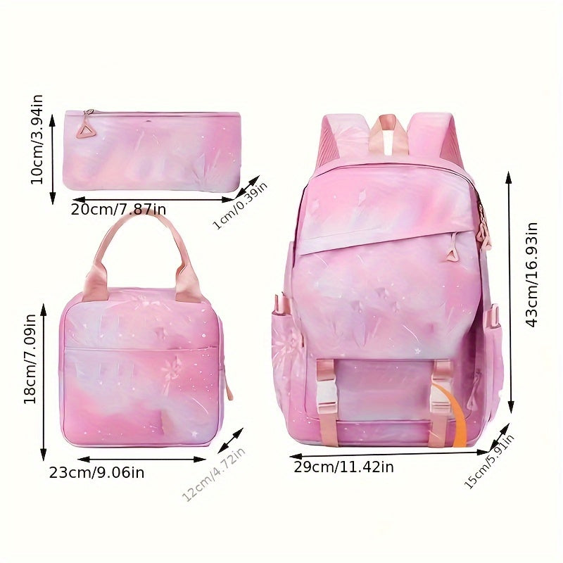 Disney 3pcs Stitch Series Women'S Bag Set, Schoolbag plus lunch bag and pen case